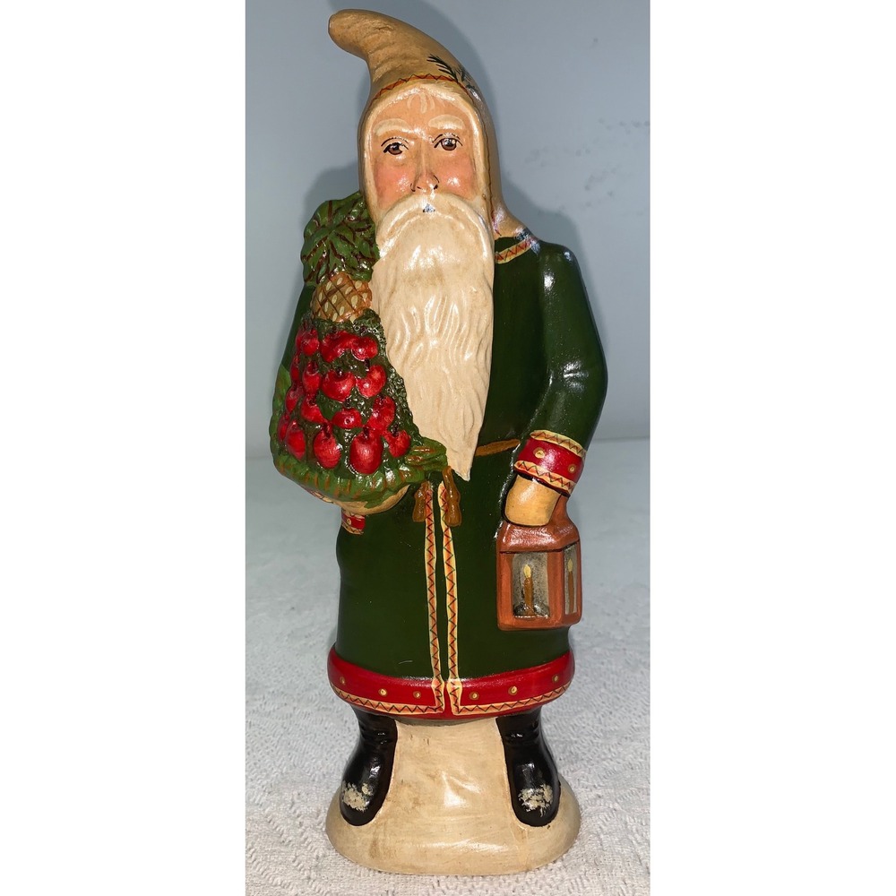 Vaillancourt Folk Art Santa Chalkware 2004 Williamsburg Exclusive Green 11"